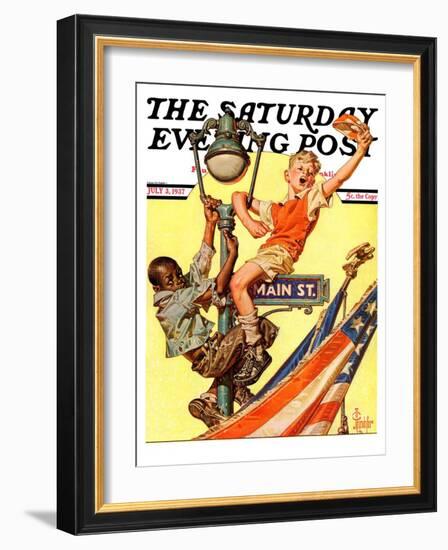 "Parade View from Lamp Post," Saturday Evening Post Cover, July 3, 1937-Joseph Christian Leyendecker-Framed Giclee Print