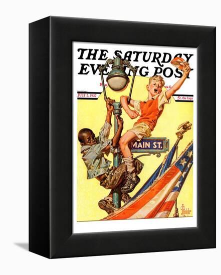 "Parade View from Lamp Post," Saturday Evening Post Cover, July 3, 1937-Joseph Christian Leyendecker-Framed Premier Image Canvas