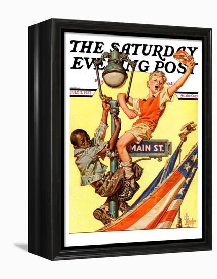 "Parade View from Lamp Post," Saturday Evening Post Cover, July 3, 1937-Joseph Christian Leyendecker-Framed Premier Image Canvas