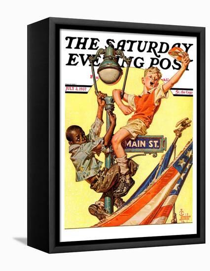 "Parade View from Lamp Post," Saturday Evening Post Cover, July 3, 1937-Joseph Christian Leyendecker-Framed Premier Image Canvas