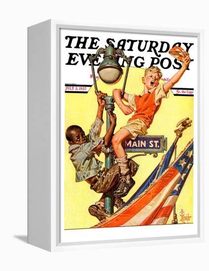 "Parade View from Lamp Post," Saturday Evening Post Cover, July 3, 1937-Joseph Christian Leyendecker-Framed Premier Image Canvas