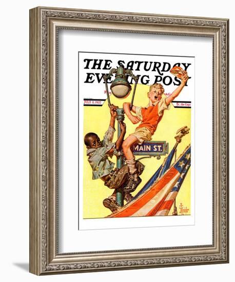 "Parade View from Lamp Post," Saturday Evening Post Cover, July 3, 1937-Joseph Christian Leyendecker-Framed Giclee Print