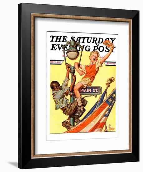 "Parade View from Lamp Post," Saturday Evening Post Cover, July 3, 1937-Joseph Christian Leyendecker-Framed Giclee Print