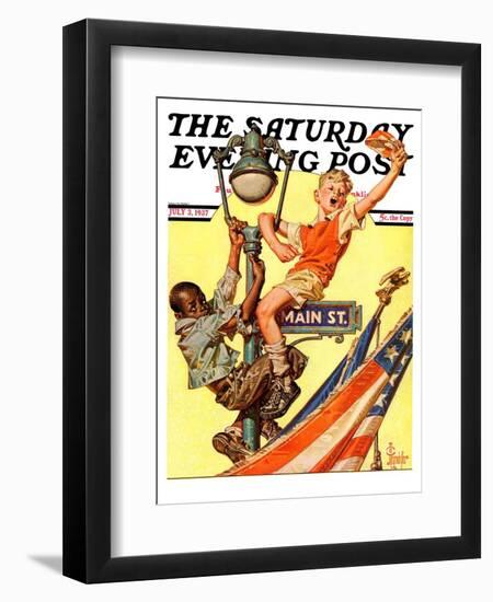 "Parade View from Lamp Post," Saturday Evening Post Cover, July 3, 1937-Joseph Christian Leyendecker-Framed Giclee Print