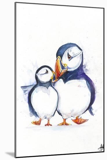 Parading Puffins (Signed)-Marc Allante-Mounted Giclee Print