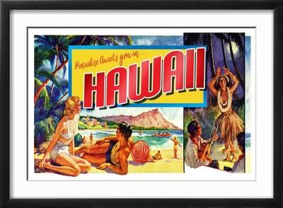 Enseigne Hawaïenne Vintage En étain – Aloha D'Hawaï, 8x12 Pouces, Par Kerne Erickson
