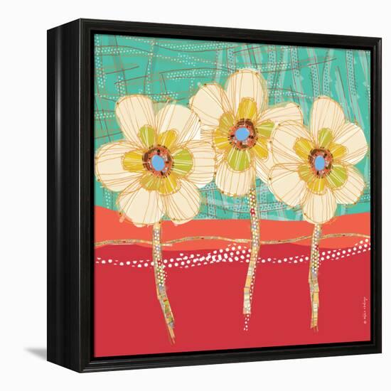 Paradise-Coral+Aqua-Robbin Rawlings-Framed Stretched Canvas