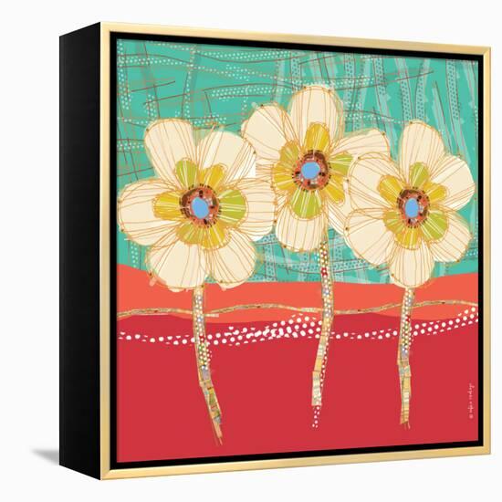 Paradise-Coral+Aqua-Robbin Rawlings-Framed Stretched Canvas