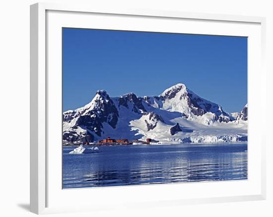 Paradise Harbour, the Chilean Base in Paradise Harbour on Antarctic Peninsula, Antarctica-Mark Hannaford-Framed Photographic Print