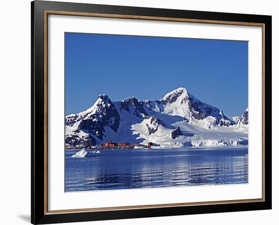 Paradise Harbour, the Chilean Base in Paradise Harbour on Antarctic Peninsula, Antarctica-Mark Hannaford-Framed Photographic Print