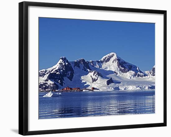 Paradise Harbour, the Chilean Base in Paradise Harbour on Antarctic Peninsula, Antarctica-Mark Hannaford-Framed Photographic Print