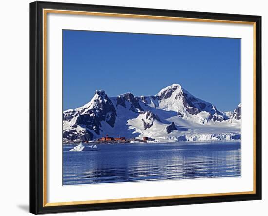 Paradise Harbour, the Chilean Base in Paradise Harbour on Antarctic Peninsula, Antarctica-Mark Hannaford-Framed Photographic Print