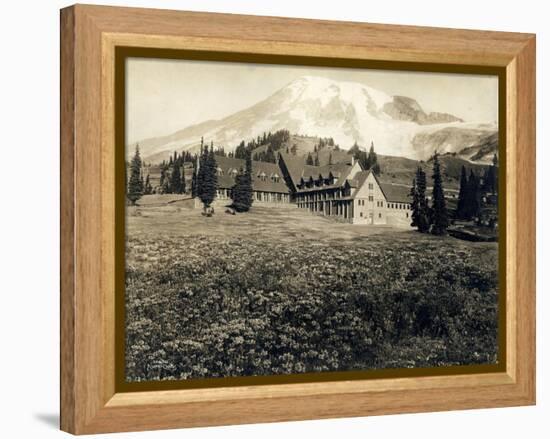 Paradise Inn and Mount Rainier, 1916-Asahel Curtis-Framed Premier Image Canvas