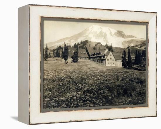 Paradise Inn and Mount Rainier, 1916-Asahel Curtis-Framed Premier Image Canvas