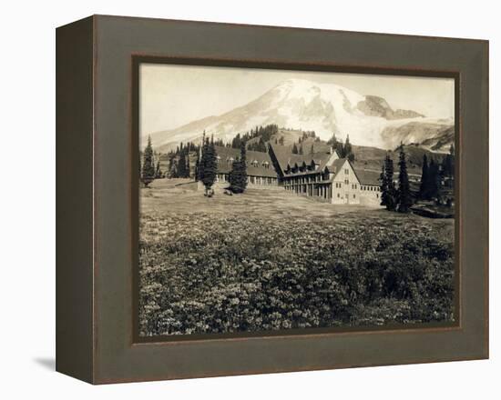 Paradise Inn and Mount Rainier, 1916-Asahel Curtis-Framed Premier Image Canvas