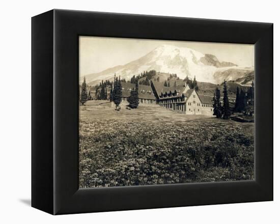 Paradise Inn and Mount Rainier, 1916-Asahel Curtis-Framed Premier Image Canvas