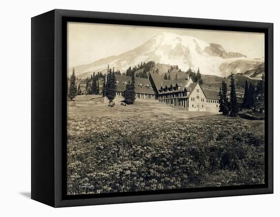 Paradise Inn and Mount Rainier, 1916-Asahel Curtis-Framed Premier Image Canvas