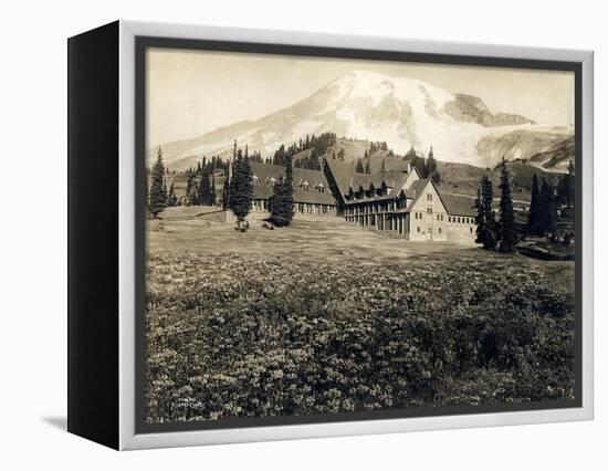 Paradise Inn and Mount Rainier, 1916-Asahel Curtis-Framed Premier Image Canvas