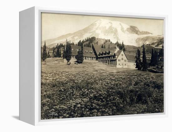 Paradise Inn and Mount Rainier, 1916-Asahel Curtis-Framed Premier Image Canvas