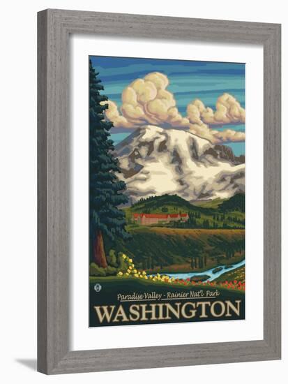 Paradise Inn, Mt. Rainier National Park, Washington-Lantern Press-Framed Art Print