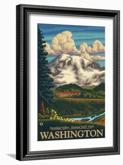 Paradise Inn, Mt. Rainier National Park, Washington-Lantern Press-Framed Art Print