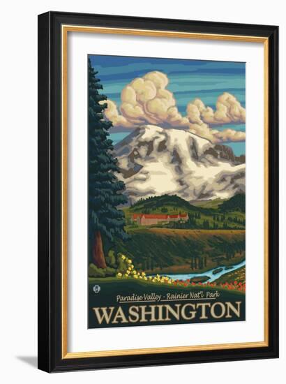 Paradise Inn, Mt. Rainier National Park, Washington-Lantern Press-Framed Art Print