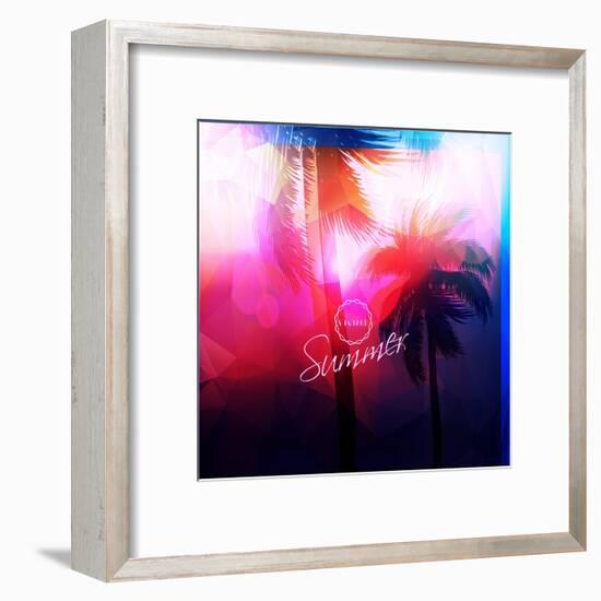 Paradise Island-Palm Tree Sunset-AlessandraM-Framed Art Print