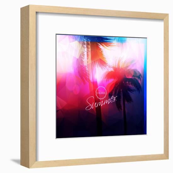 Paradise Island-Palm Tree Sunset-AlessandraM-Framed Art Print