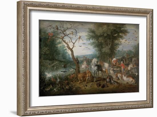 Paradise Landscape with Animals - Peinture De Jan Brueghel the Younger (1601-1678) - 1613-1615 - Oi-Jan the Younger Brueghel-Framed Giclee Print