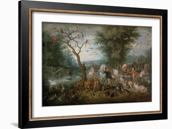 Paradise Landscape with Animals - Peinture De Jan Brueghel the Younger (1601-1678) - 1613-1615 - Oi-Jan the Younger Brueghel-Framed Giclee Print