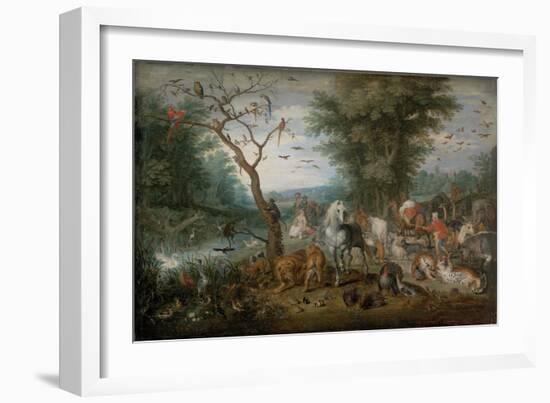 Paradise Landscape with Animals - Peinture De Jan Brueghel the Younger (1601-1678) - 1613-1615 - Oi-Jan the Younger Brueghel-Framed Giclee Print