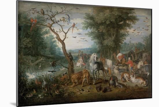 Paradise Landscape with Animals - Peinture De Jan Brueghel the Younger (1601-1678) - 1613-1615 - Oi-Jan the Younger Brueghel-Mounted Giclee Print