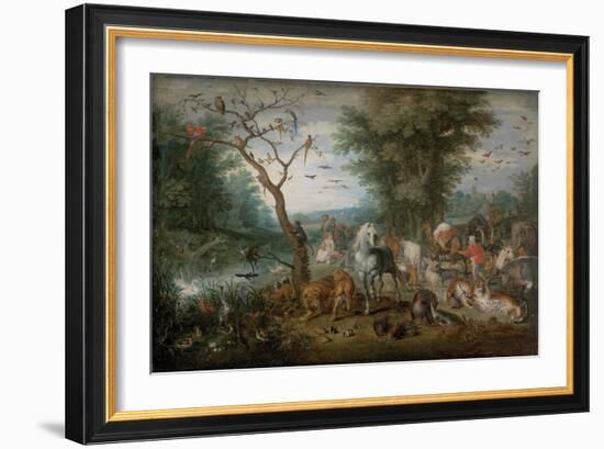 Paradise Landscape with Animals - Peinture De Jan Brueghel the Younger (1601-1678) - 1613-1615 - Oi-Jan the Younger Brueghel-Framed Giclee Print