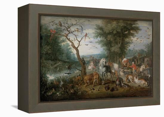 Paradise Landscape with Animals-Jan Brueghel the Younger-Framed Premier Image Canvas