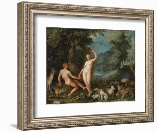 Paradise Landscape with Eve Tempting Adam-Jan Brueghel the Younger-Framed Giclee Print