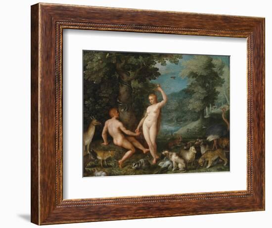 Paradise Landscape with Eve Tempting Adam-Jan Brueghel the Younger-Framed Giclee Print