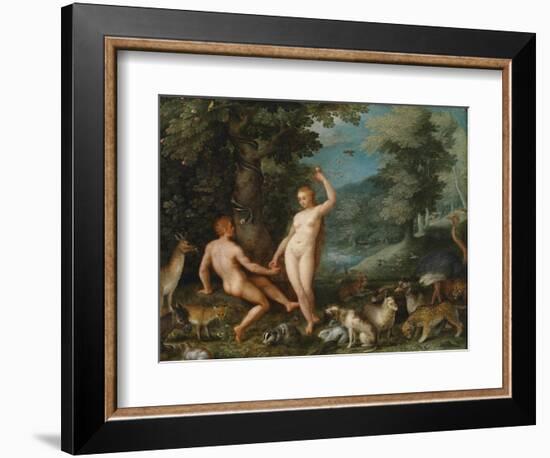 Paradise Landscape with Eve Tempting Adam-Jan Brueghel the Younger-Framed Giclee Print