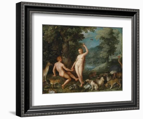 Paradise Landscape with Eve Tempting Adam-Jan Brueghel the Younger-Framed Giclee Print