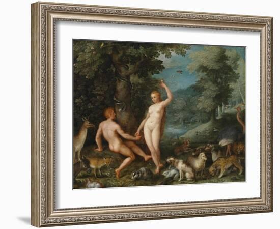 Paradise Landscape with Eve Tempting Adam-Jan Brueghel the Younger-Framed Giclee Print