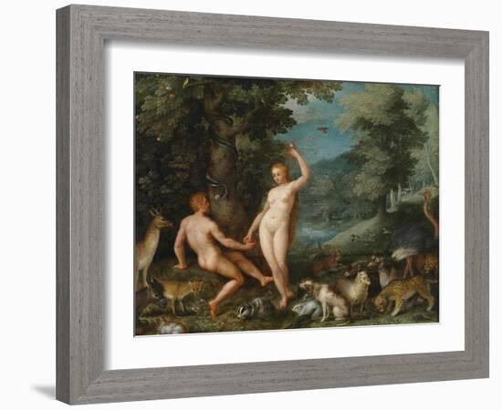 Paradise Landscape with Eve Tempting Adam-Jan Brueghel the Younger-Framed Giclee Print