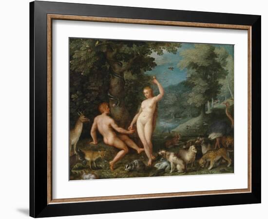 Paradise Landscape with Eve Tempting Adam-Jan Brueghel the Younger-Framed Giclee Print