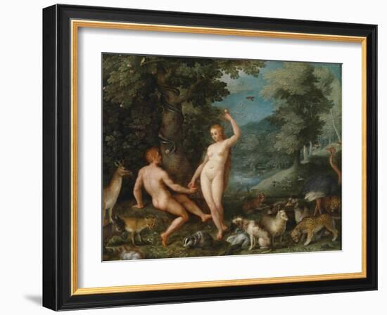 Paradise Landscape with Eve Tempting Adam-Jan Brueghel the Younger-Framed Giclee Print