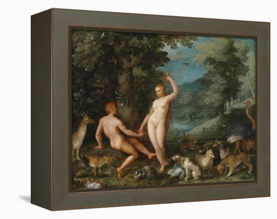 Paradise Landscape with Eve Tempting Adam-Jan Brueghel the Younger-Framed Premier Image Canvas