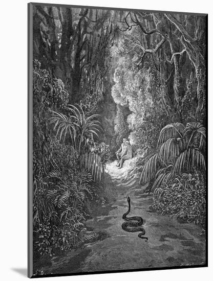 Paradise Lost, by Milton: The serpent approaches-Gustave Dore-Mounted Premium Giclee Print