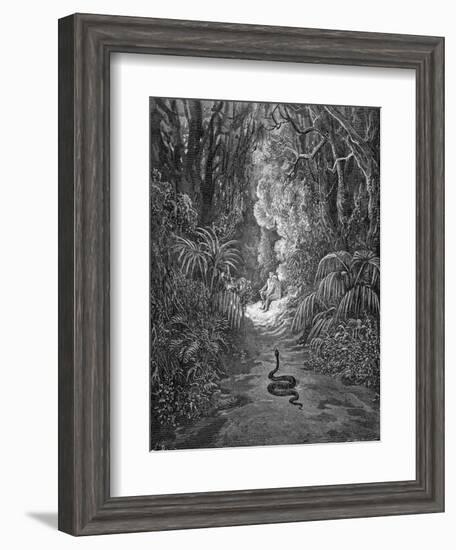 Paradise Lost, by Milton: The serpent approaches-Gustave Dore-Framed Giclee Print