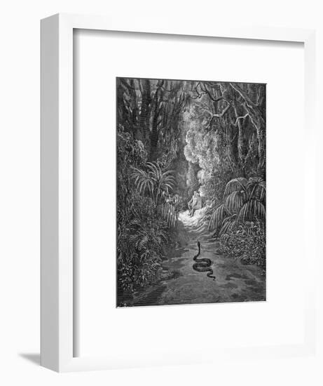 Paradise Lost, by Milton: The serpent approaches-Gustave Dore-Framed Giclee Print