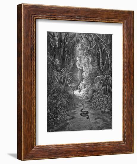 Paradise Lost, by Milton: The serpent approaches-Gustave Dore-Framed Giclee Print