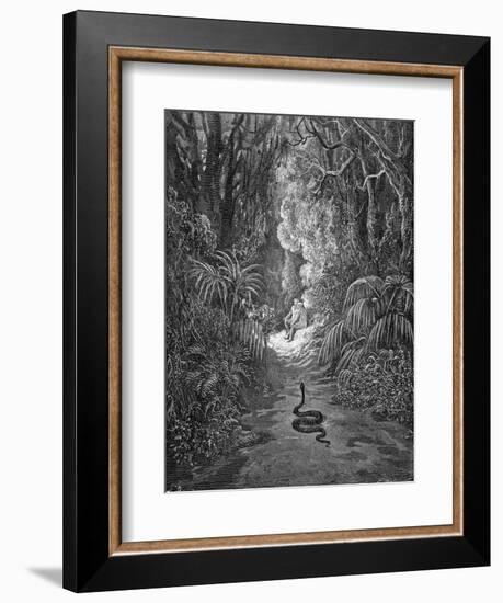 Paradise Lost, by Milton: The serpent approaches-Gustave Dore-Framed Giclee Print