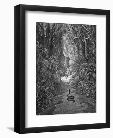 Paradise Lost, by Milton: The serpent approaches-Gustave Dore-Framed Giclee Print