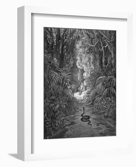 Paradise Lost, by Milton: The serpent approaches-Gustave Dore-Framed Giclee Print